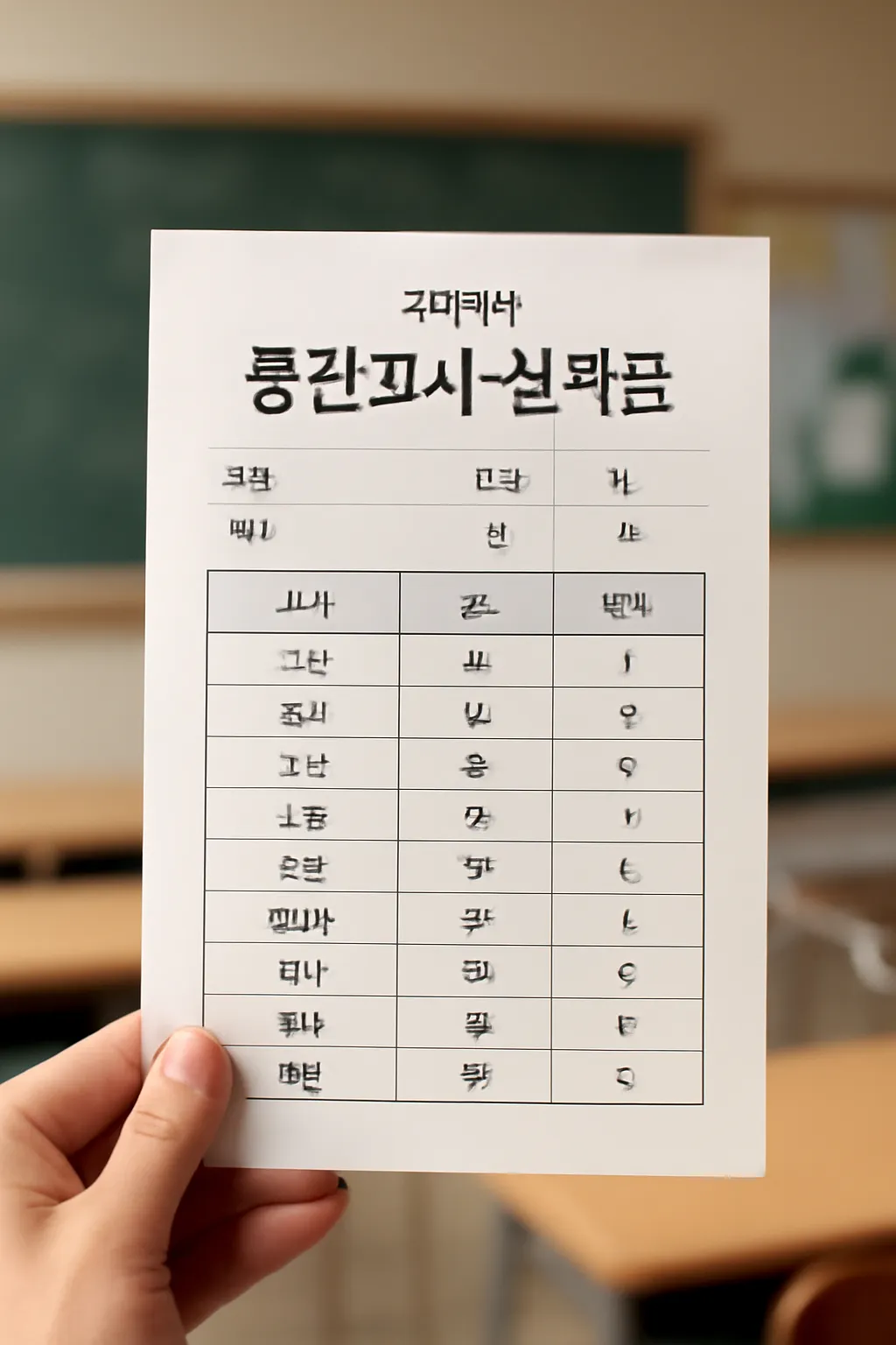 고등학생 중간고사 성적표